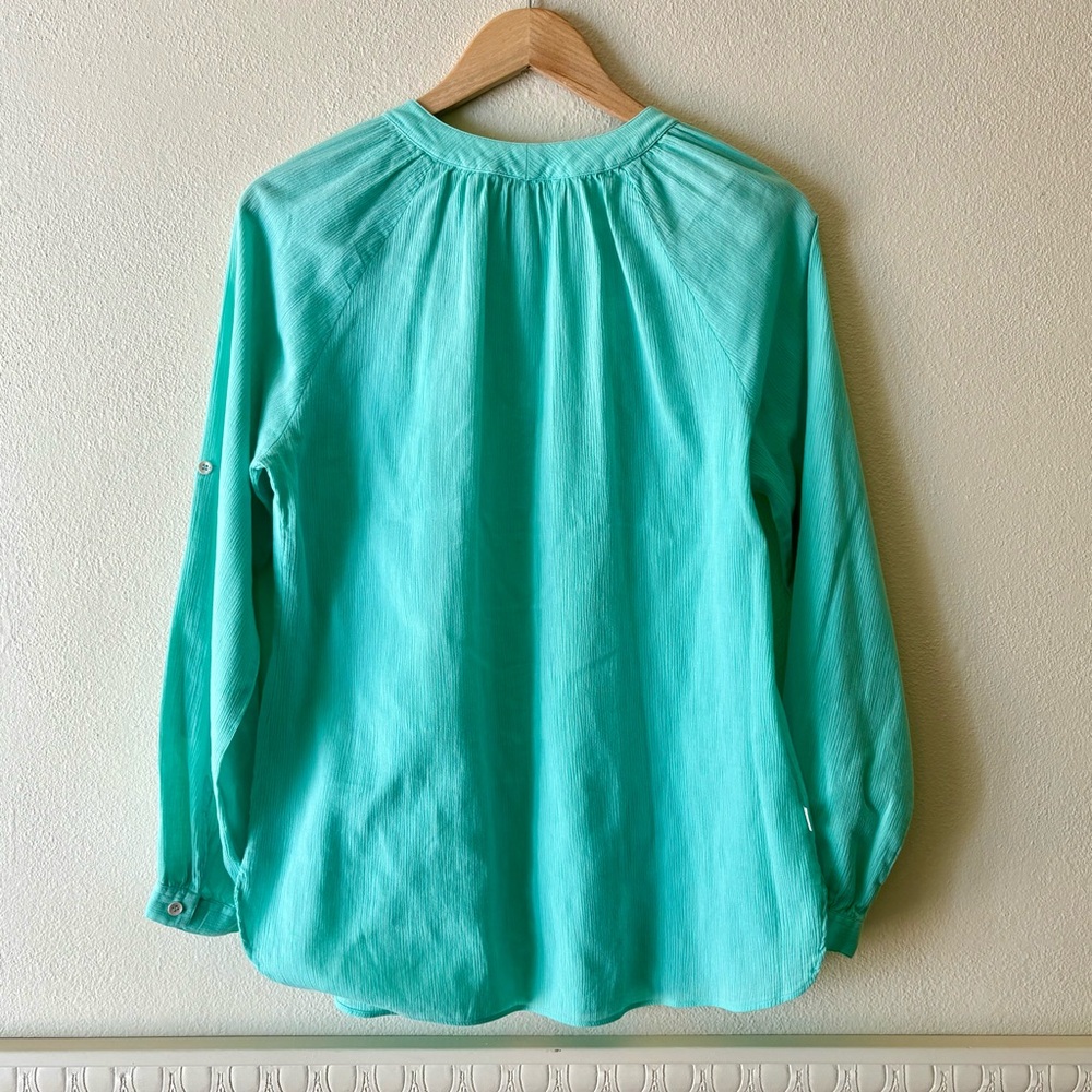 Vintage 1970s Levi’s peasant top in seafoam green 100% cotton crepe fabric - Picture 6 of 7